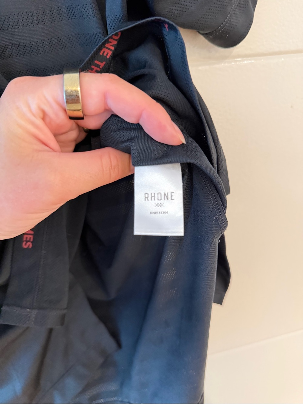 Rhône Men's Black Performance Crew Neck Shirt - Picture 3 of 3